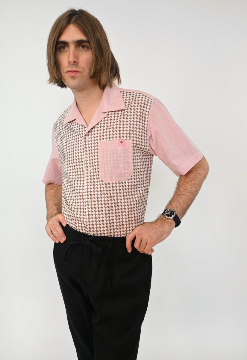 camp collar shirt Beetletooth houndstooth print HO HOS HOLE IN THE WALL