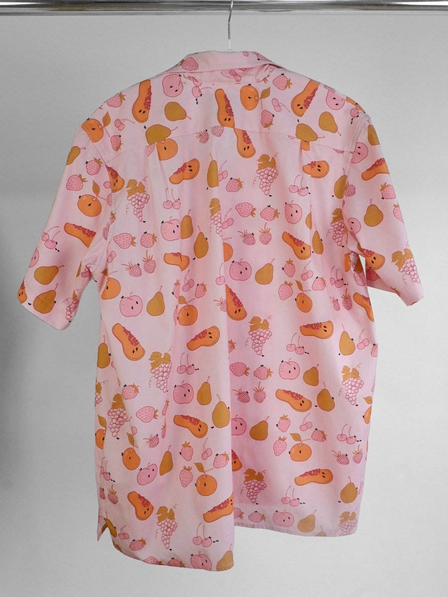 "All Over Fruit" Button-Up short-sleeved Shirt (ONE-OFF) - Pink