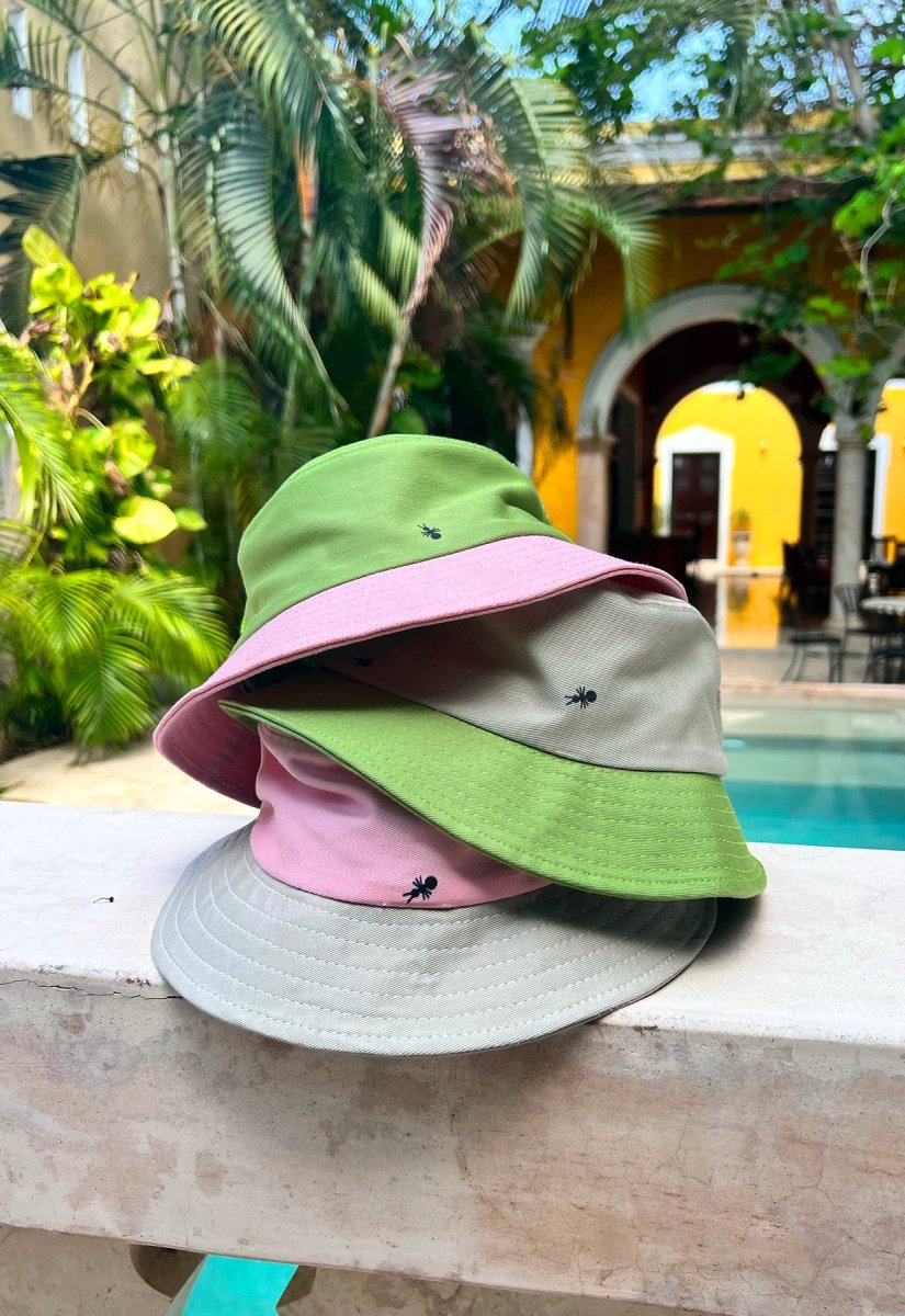 HO HOS HOLE IN THE WALL - "Ants on Your Hat" bucket hat ▲Green▼Pink colorway combo