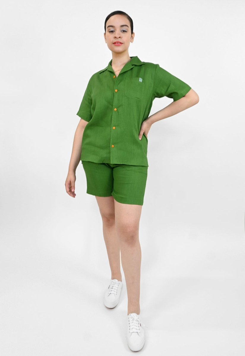 "Tutti Frutti" Linen Shirt - Plantain Green