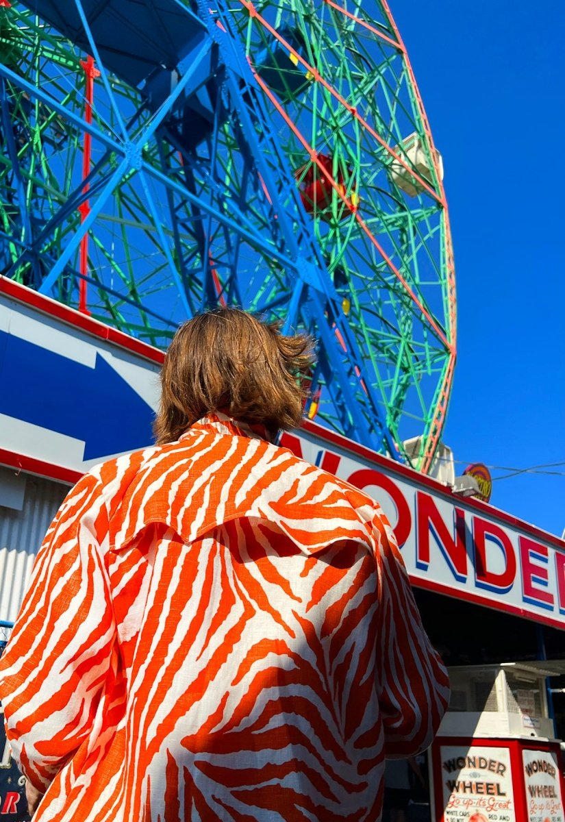 "Zebra Without a Cause" Linen Jacket - Orange Stripe